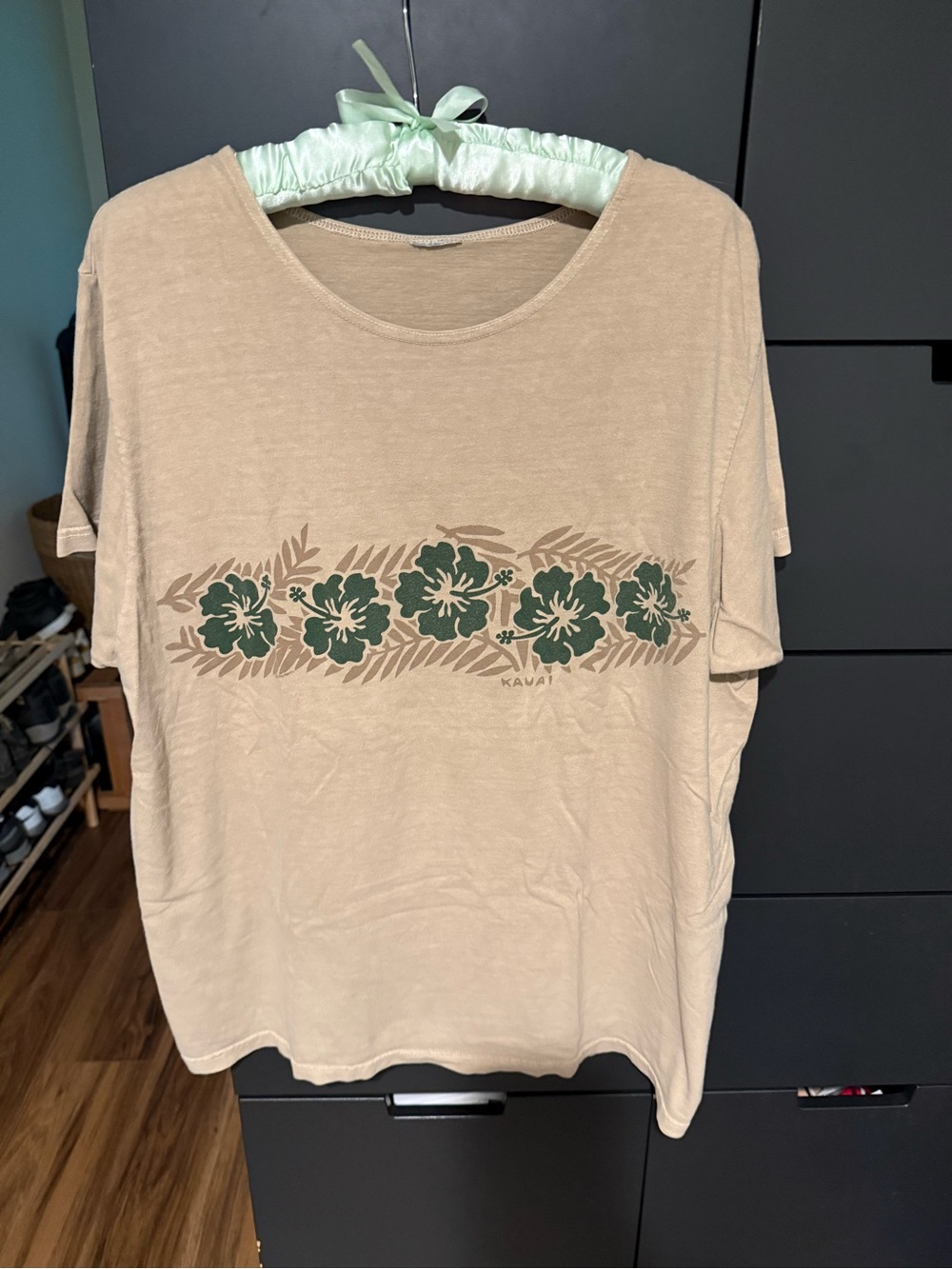 Beige Floral Graphic Tee